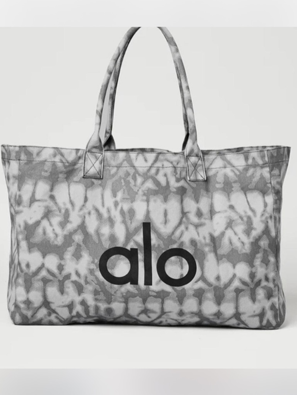 ALO Yoga Tie-Dye Canvas Tote in Gray and White